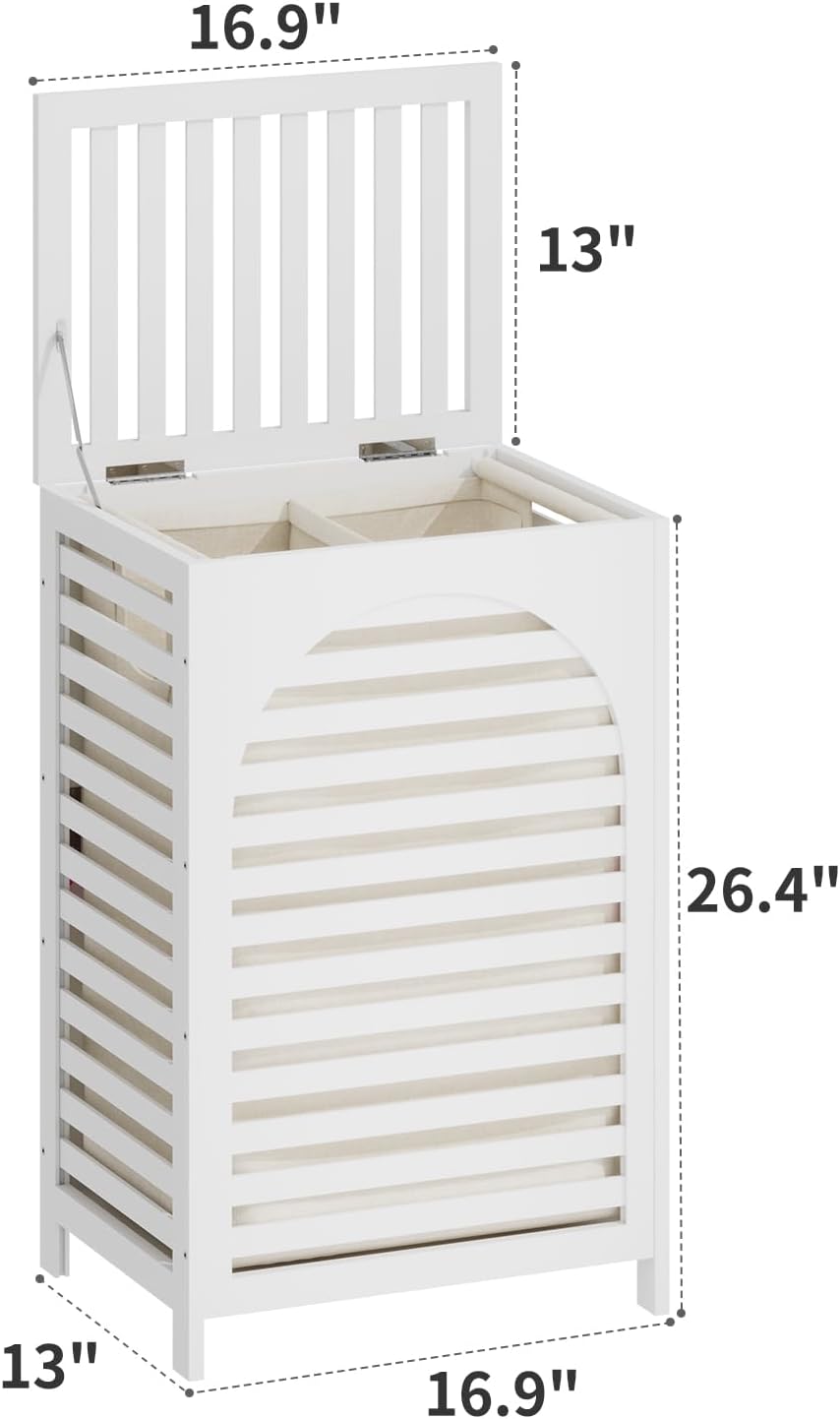 Laundry Hamper with Lid,Bamboo Large Waterproof Clothes Laundry Basket,Removable Washing Bags with Handles,clothes basket (Natural)