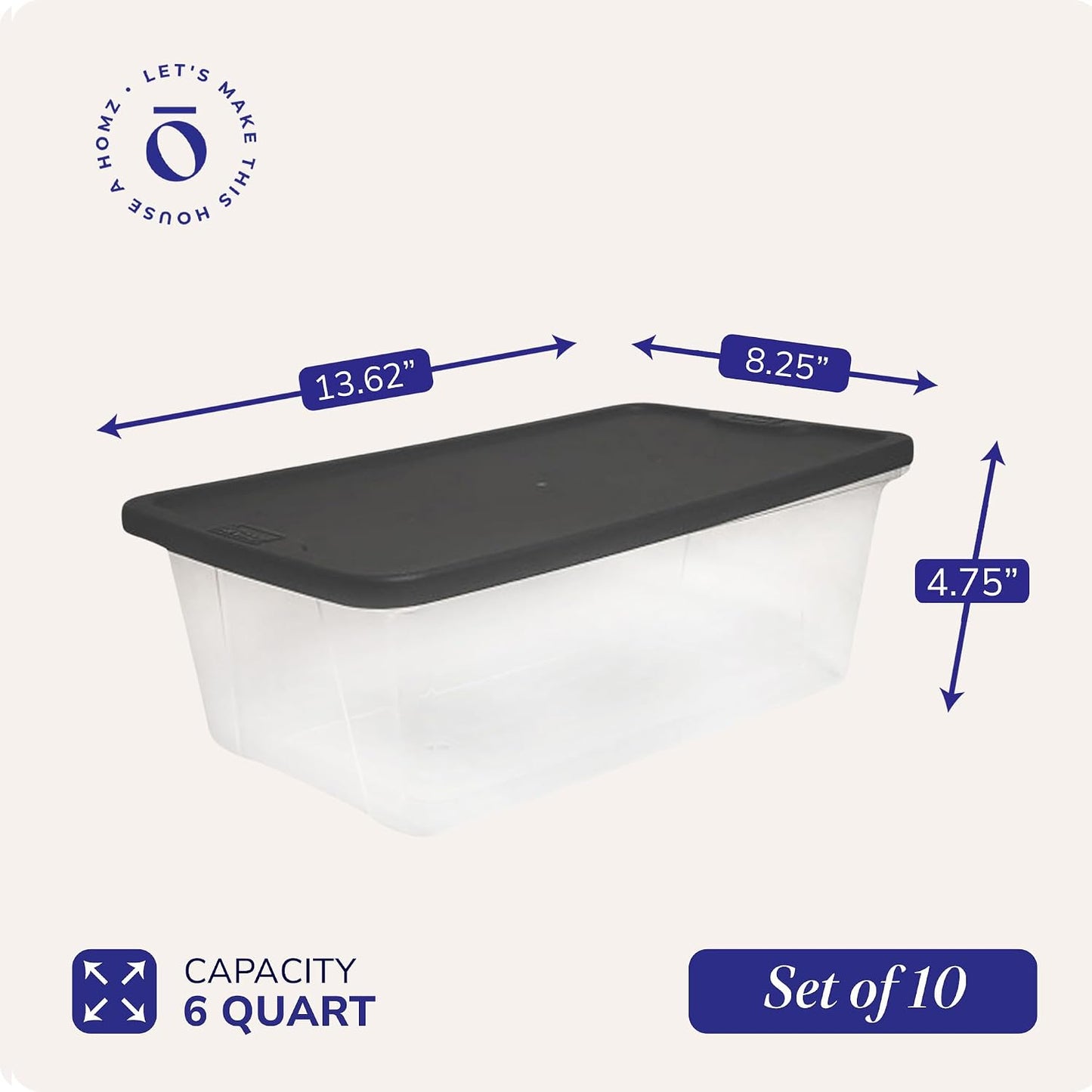 HOMZ 2-Pack Snaplock, Small Clear Plastic Storage Organizer Bins w/ Lids, 28 Quart, Gray - Stackable Container Boxes for Bedroom, Bathroom, Garage, and Office Organization