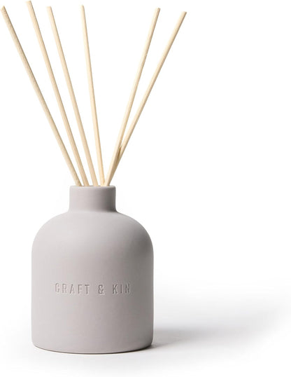 Craft & Kin Reed Diffuser for Home & Bathroom – Neroli & Jasmine Holiday Reed Diffuser Set with Fragrance Sticks, Long-Lasting Alcohol-Free Winter Scent, Earthenware Collection, 6.7oz