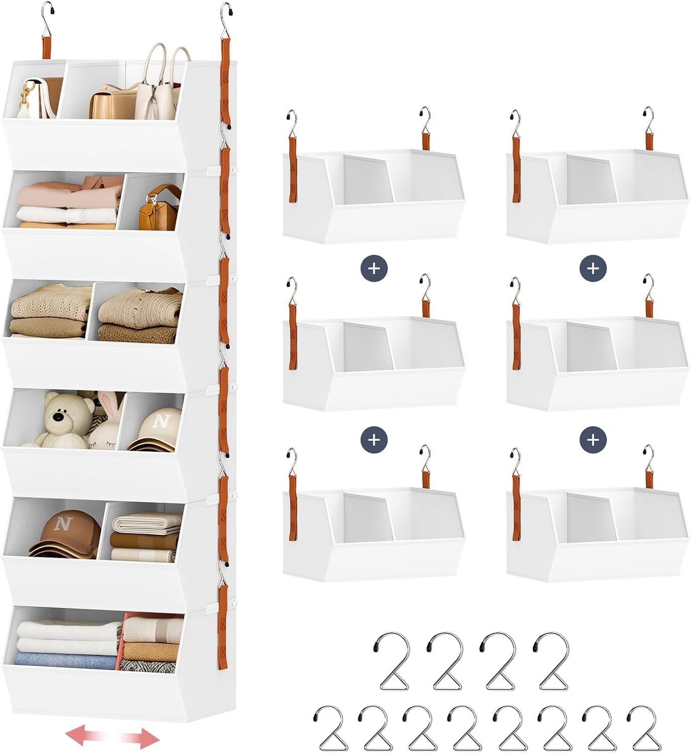 Hanging Closet Organizer Extra Large, Clothes Hanging Shelves for Closet with Divider, Collapsible Closet Storage System, Fabric Closet Hanging Organizer for Home, Dorm, Rv, ,Handbags, Underwear, Sock
