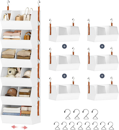 Hanging Closet Organizer Extra Large, Clothes Hanging Shelves for Closet with Divider, Collapsible Closet Storage System, Fabric Closet Hanging Organizer for Home, Dorm, Rv, ,Handbags, Underwear, Sock