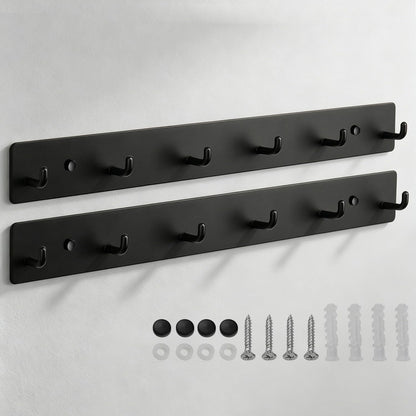Coat Rack Wall Mounted, Heavy Duty Wall Hooks for Hanging Keys Purse Towel Coat, Premium Stainless Steel Entry Coat Hooks Rack, Large Adhesive Key Holder Towel Racks for Bathroom RV (Black)