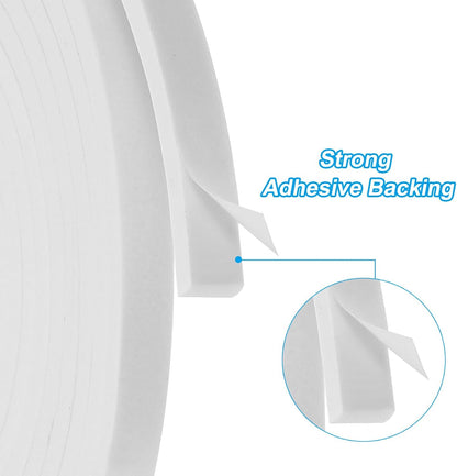 PATIKIL Weather Stripping Door Seal Strip, 3/8 Inch x 1/4 Inch x 32 Ft Self Adhesive Soundproof High Density Foam Tape Insulation for Door Window Air Conditioning, White - Colors A