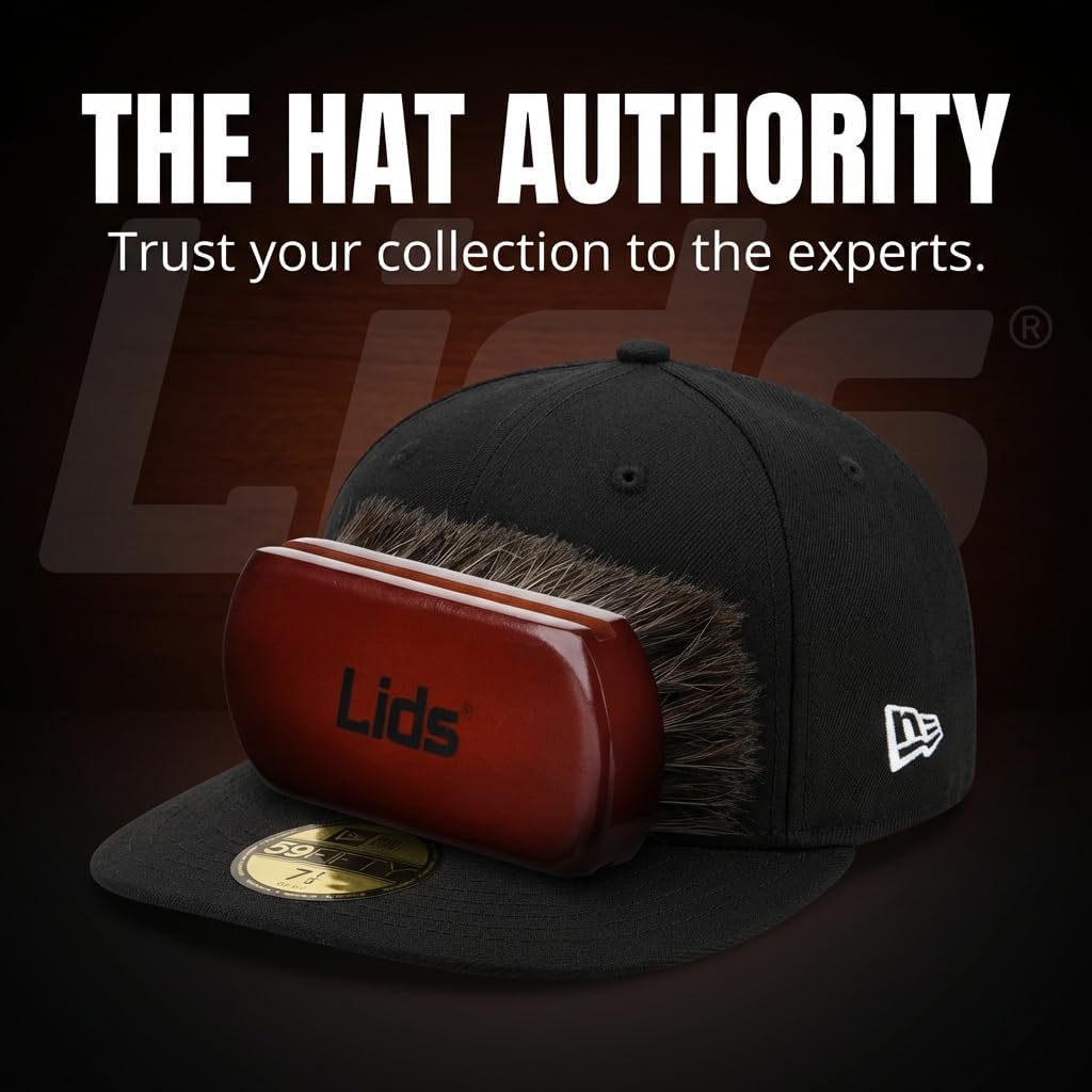 Lids Premium Horsehair Hat Brush - Soft Bristle Wood Handle Felt Hat Cleaner - Professional Hat Brush Cleaning Removes Dust Stains Pet Hair from Cowboy, Felt, Wool Fedoras, Baseball Caps & Snapbacks