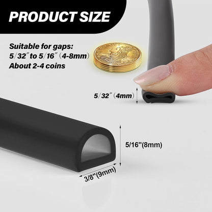 Silicone Weather Stripping Door Seal, 20FT Self Adhesive D Shaped Door Seal Strip for Door Frame, Door Insulation Strip Window Seal, W:1 in; H:1 in; 20Feet