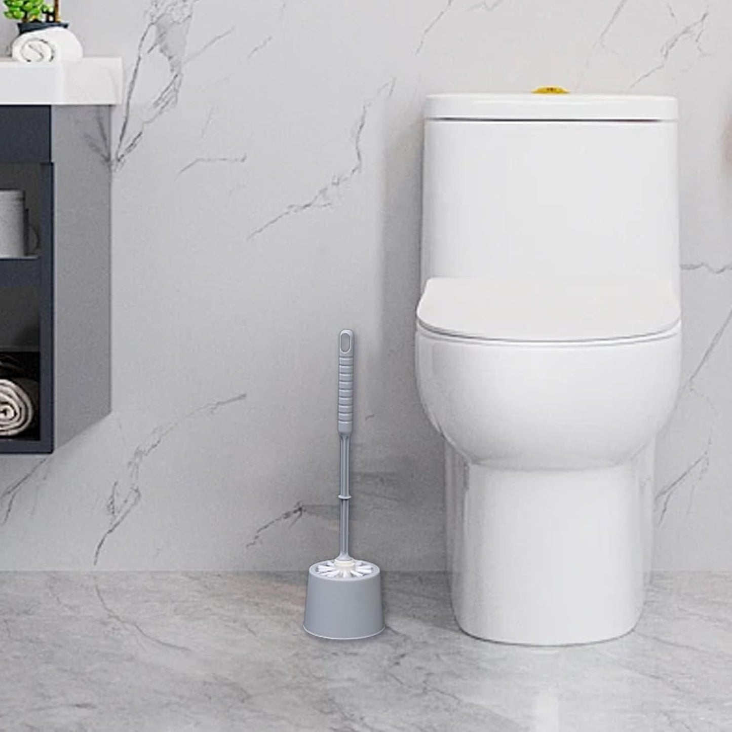 Toilet Brush and Holder Set Compact Toilet Bowl Brush and Holder for Under Rim, Durable Bristles, Toilets Cleaner Cleaning Brushs Toilets Scrubber Bathroom Accessories Cleaning Tools, Gray