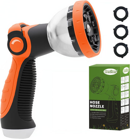 Besiter Garden Hose Nozzle Sprayer: 2 Pack 10 Watering Patterns Spray Nozzles Heavy Duty Hose Head Hose Attachment