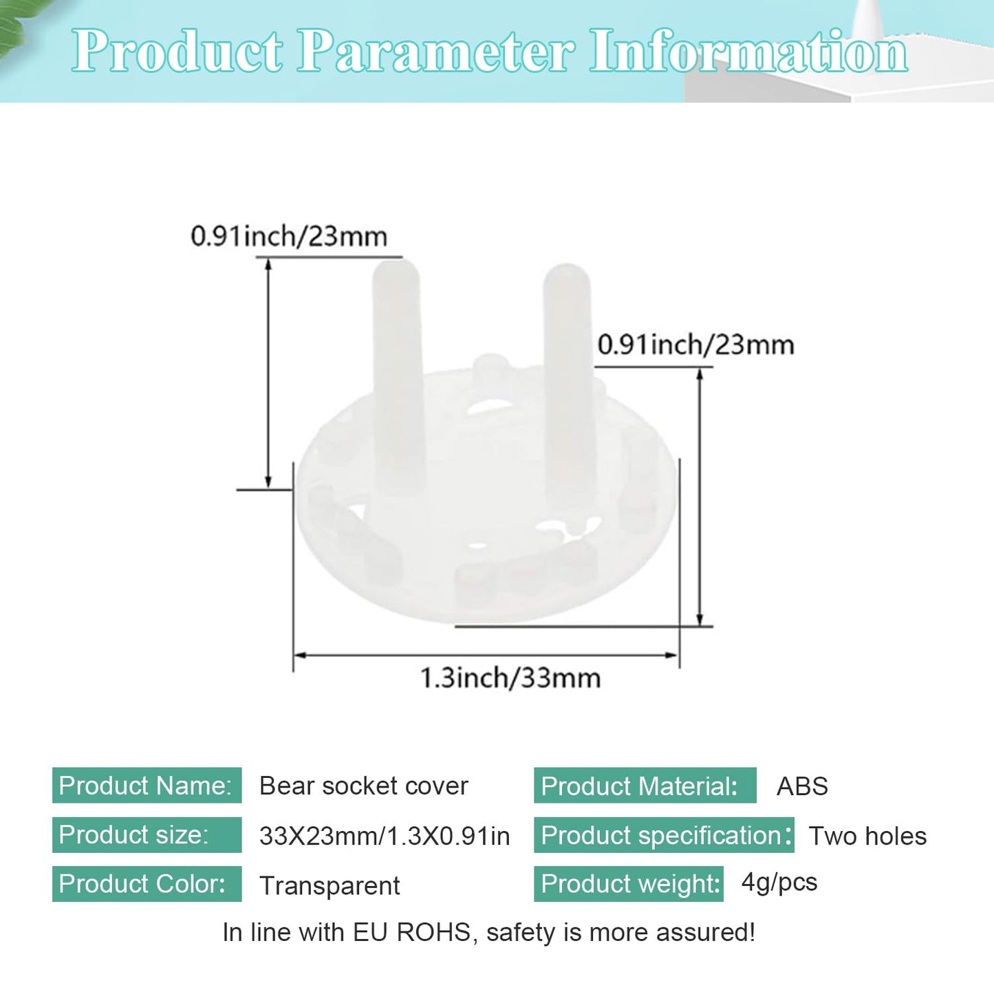 Fielect Outlet Plugs Covers Childproof EU Plug Protectors Electric Socket Cover Electrical Protector 2-Hole White 30Pcs