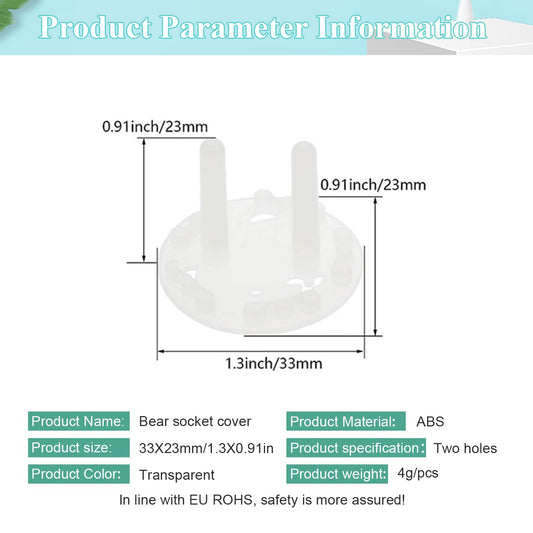 Fielect Outlet Plugs Covers Childproof EU Plug Protectors Electric Socket Cover Electrical Protector 2-Hole White 30Pcs