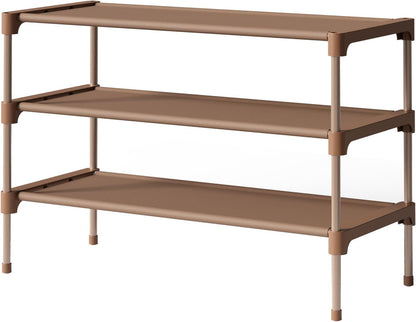 Kitsure Shoe Rack - Non-Woven Shoe Rack Shelf, Shoe Organizer for Closet, Entryway, Garage & Corridor, Stackable Shoe Shelves, 27.5" Wide - 3 Tier, Black