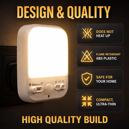 LED Motion-Activated Directional Rotating Flexible Sensor Dusk to Dawn Night Light AC Outlet Plug-in Wall Stair Lamp Indoor 360° Bedroom Hallway Stairway Garage Basement Corridor