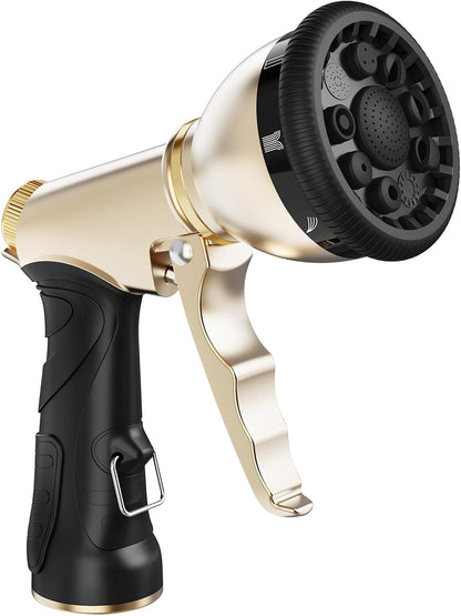 RAINPOINT Garden Hose Nozzle, Heavy Duty Metal Hose Sprayer Nozzle, 9 Adjustable Spray Patterns, High Pressure Hose Sprayer for Watering Plants, Lawns, Car and Pet Washing (Green)