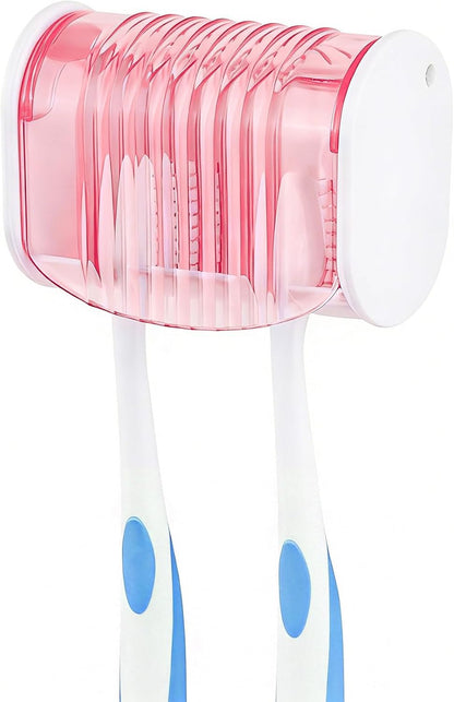 1 Pack Toothbrush Holder Wall Mounted with Cover for Bathroom, 2 Slots Toothbrush Storage Organizer for Shower, Self Adhesive Toothbrush Hanger (Grey)