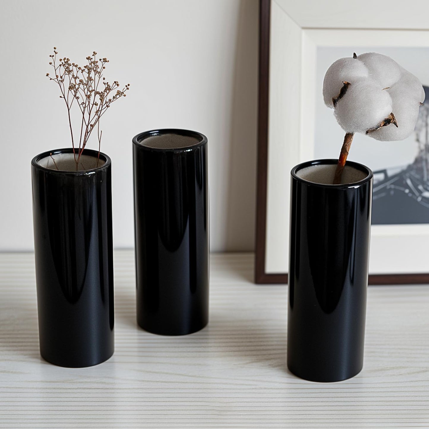 Modern Small Flower Vases 8 Pack - Ceramic, White