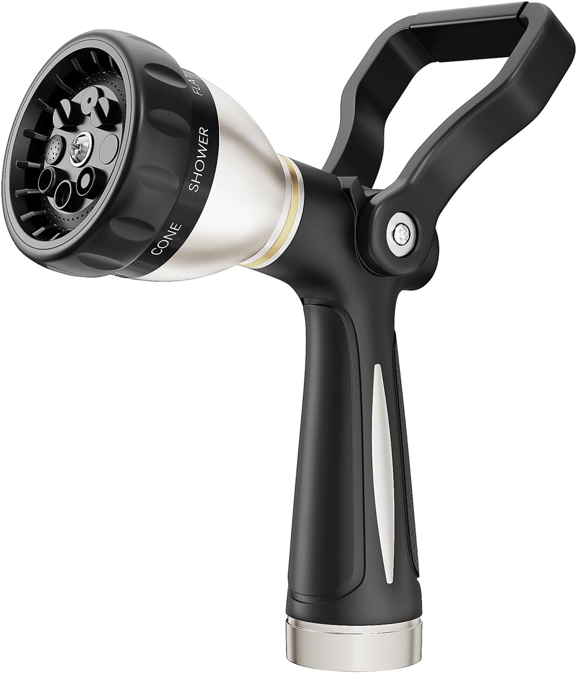 FANHAO Heavy Duty Fireman's Hose Nozzle, Metal Water Nozzle with 8 Spray Patterns, High Pressure Garden Hose Sprayer with Lever Control and Non-Slip Grip to Water Plants & Lawns, Wash Cars & Clean