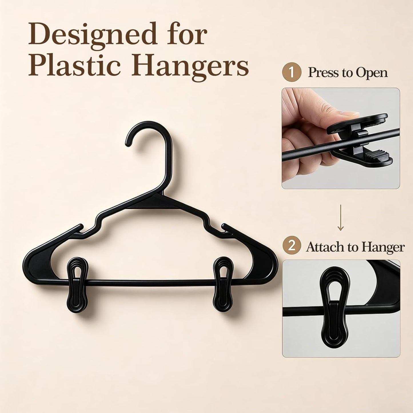 30 Pack Hanger Clips for Pants, Skirts, Baby Clothes, White | 2.6 Inch | Designed for Plastic Hangers | Flexible PP Plastic | Durable for Daily Use | Multi-Purpose Home Organization