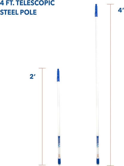 Unger Connect and Clean Microfiber Duster with Pivoting Handle & 4' Steel Telescopic Pole, High-Access Dusting and Cleaning, Dusting Tools, Cleaner Tool for Windows, TVs, Moldings, Cabinets