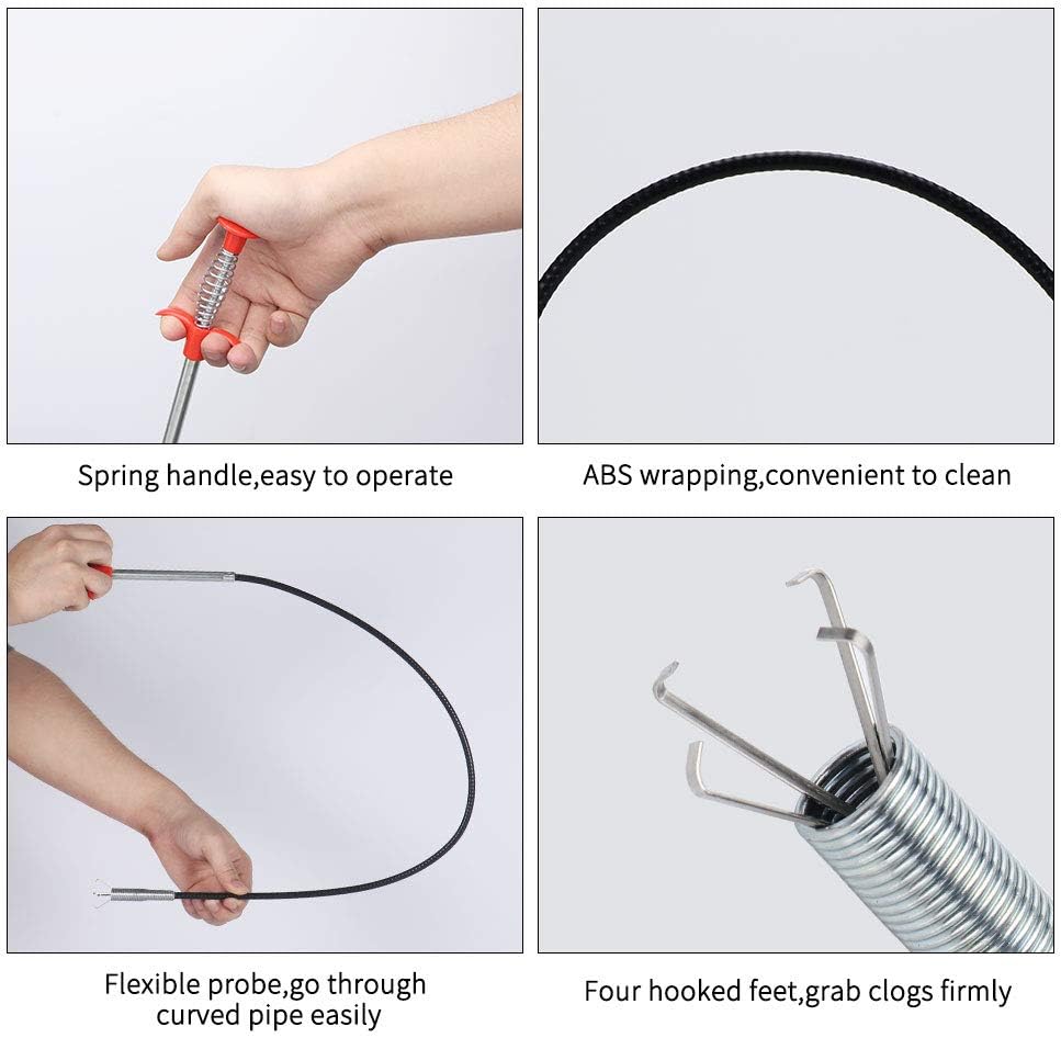 DR.PEN Flexible Grabber Claw Pick Up Reacher Tool (Drain Clog Remove Tool), With 4 Claws Bendable Hose Pickup Reaching Assist Tool for Litter Pick, Home and Kitchen Sink, Drains, Toilet (35.4 inch)