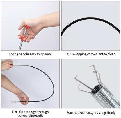 DR.PEN Flexible Grabber Claw Pick Up Reacher Tool (Drain Clog Remove Tool), With 4 Claws Bendable Hose Pickup Reaching Assist Tool for Litter Pick, Home and Kitchen Sink, Drains, Toilet (35.4 inch)
