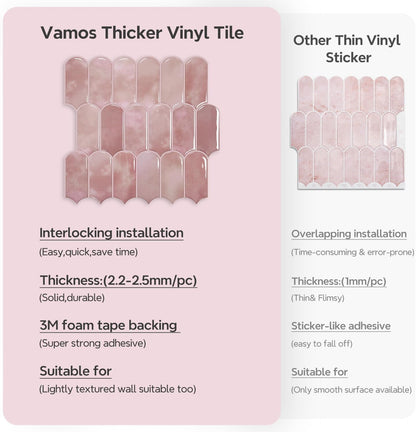 Vamos Tile Upgraded Thicker Design Peel and Stick Backsplash Tile, Self Adhesive Vinyl Wall Tiles, Stick on Backsplash for Kitchen, Bathroom, RV,Pantry,10-Sheet Grayish Blue Marble with White Grout
