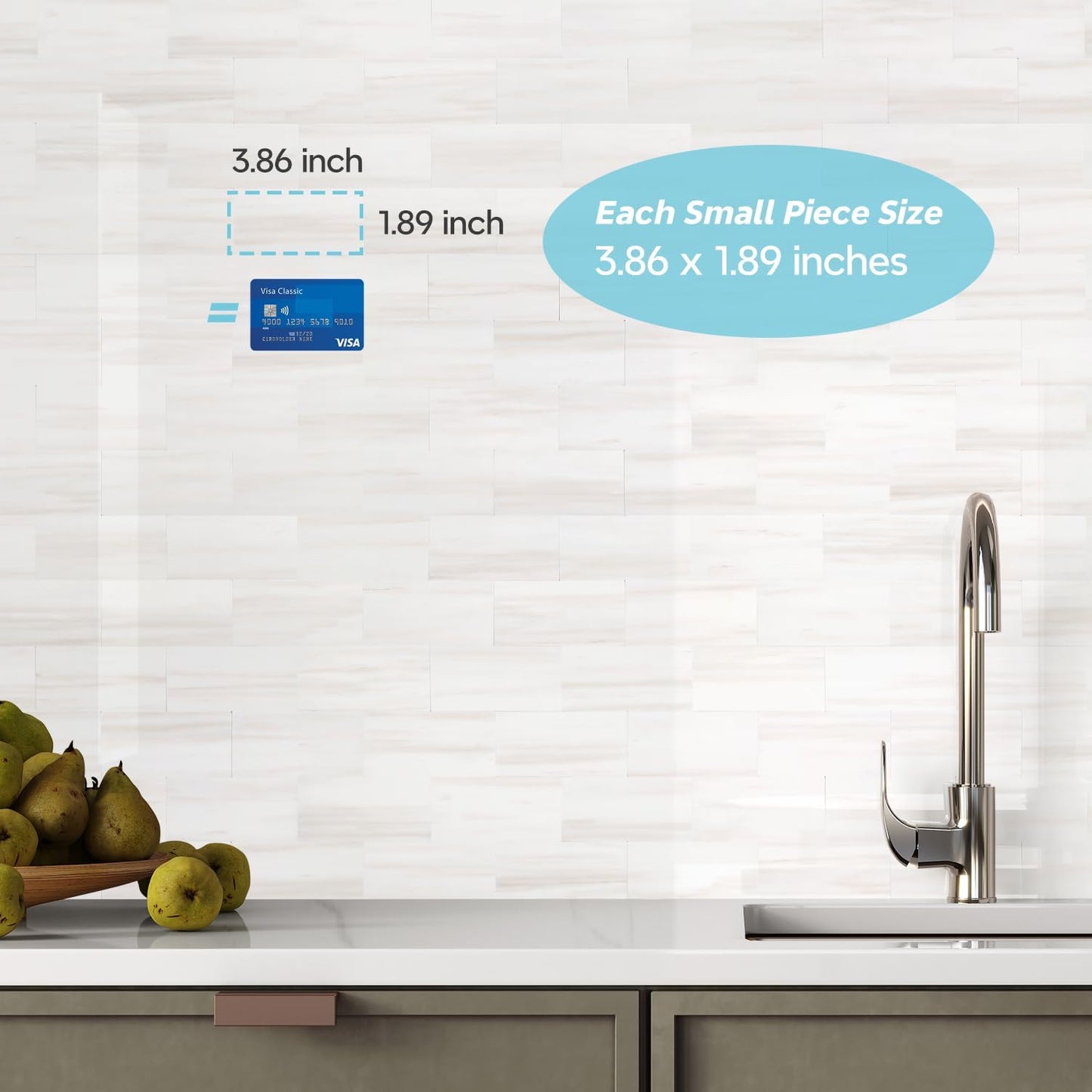 STICKGOO 10-Sheet Subway Tile Peel and Stick Backsplash, Seamless Design Polished Eurasia Beige Kitchen Backsplash Wall Tiles, Glossy Surface Waterproof Stick on Tile for Bathroom, RV, Fireplace