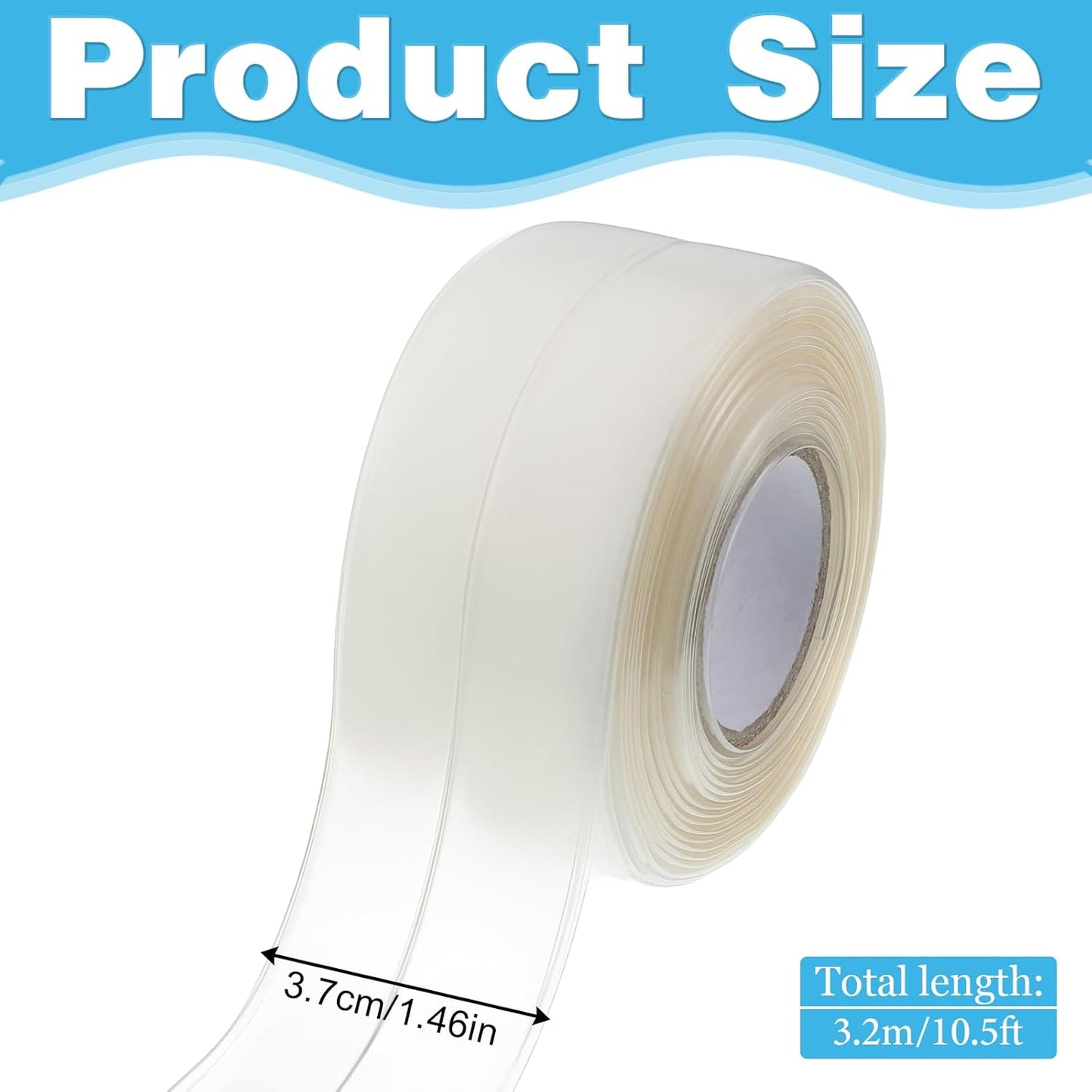 10.5 FT Caulking Tape Clear Caulk Tape Waterproof Self Adhesive Transparent Kitchen and Wall Sealing Tapes Caulking Sealant Tapes Bathroom Sealant Caulk Strip for Toilet, Bath Tub, Sink, Shower