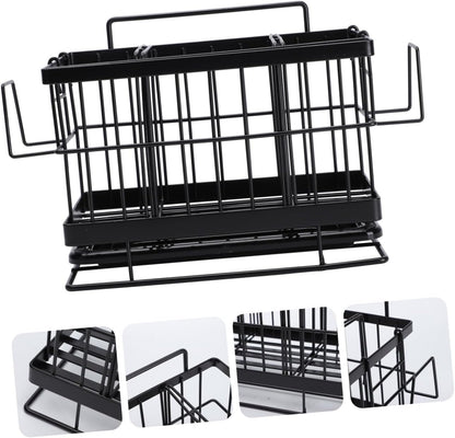 Happyyami 1pc Stainless Steel Adjustable Sponge Shelf Wall-Mounted Dish Cloth Rack Ventilated Design for Kitchen Storage for Drying Rags and Cleaning Utensils