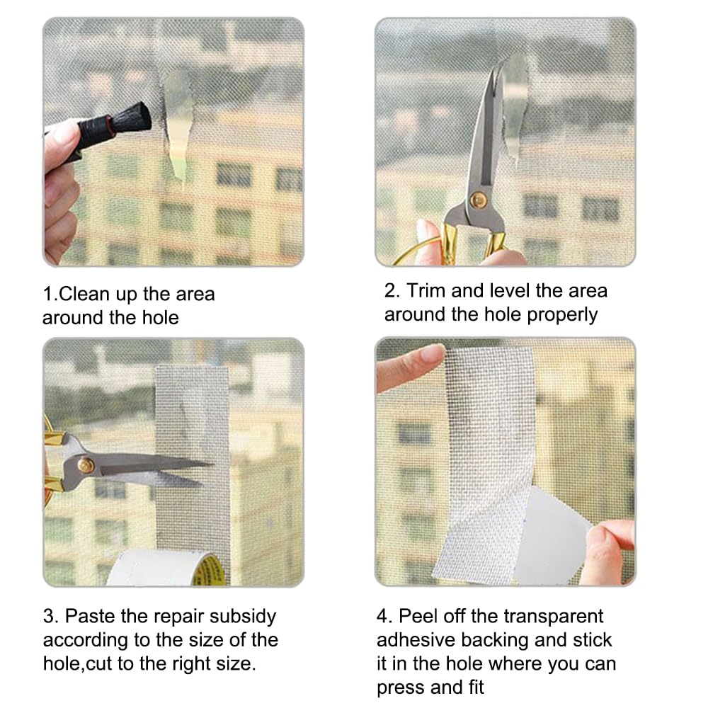 SKYPRO Window Mosquito Net Repair Tape Self Adhesive Window Screen Repair Patch Strong Anti-Insect Fly Mesh Broken Holes Repair(2Pcs,Grey)