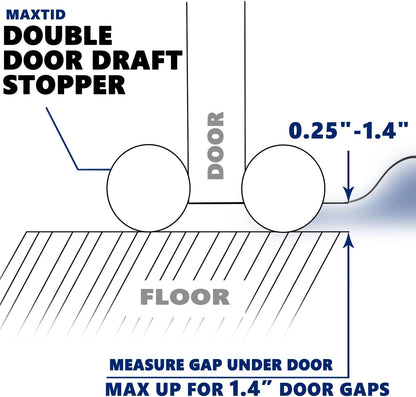 MAXTID Under Door Draft Stopper for Bottom of Doors 38" Black Door Blocker Noise ReducerLight Cold Air Guard Breeze Sound Proof Door Sweep Weather Stripping Door Seal Insulation Strip Gap Filler
