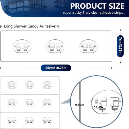 FGSAEOR 14-Pack Shower Caddy Adhesive Single Hooks for Replacement, Shower Holder Organizer Self Adhesive Wall Hooks for Bathroom Corner Shelf Basket Soap Dish