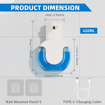 Automatic Soap Dispenser Touchless,Rechargeable Foaming Soap Dispenser,15oz/420ml Smart Hand Soap Dispensers,4-Level Adjustable,Wall Mount for Bathroom Kitchen Dish Soap,Hands-Free