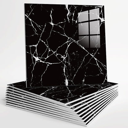10pcs Peel and Stick Tile Shower Waterproof Marble Tiles Wall Panels, 11.8"x11.8" Self-Adhesive Backsplash Tile, PVC Wall Panels Shower Tiles for Home Bathroom, Kitchen, Living Room Blue