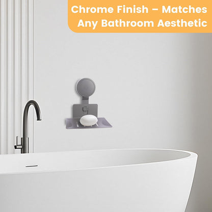 Soap Holder for Shower Wall Suction Cup Bar Soap Dish Self-Draining Wall Mounted No-Drill Rustproof & Reusable for Bathroom & Kitchen (Matte Grey)