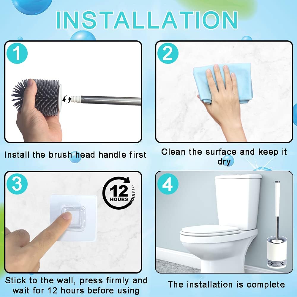 Toilet Brush with Holder Set, Silicone Toilet Bowl Brush for Bathroom Cleaning Toilet Bowl Brush Set Cleaner for Bath Storage and Organization