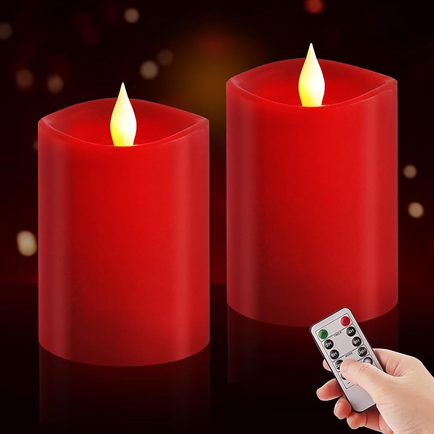 3x3 Flameless Candles with Remote Set of 2, 3 inch Battery Candles Flickering with Timer, LED Pillar Candle for Indoor/Outdoor, White