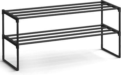 SONGMICS Shoe Rack, 6-Tier Shoe Organizer, Metal Storage Shelf, Upright or Upside Down, for 24-30 Pairs, Stackable, for Entryway, 11.8 x 36.2 x 42.7 Inches, Black ULSA306BH01