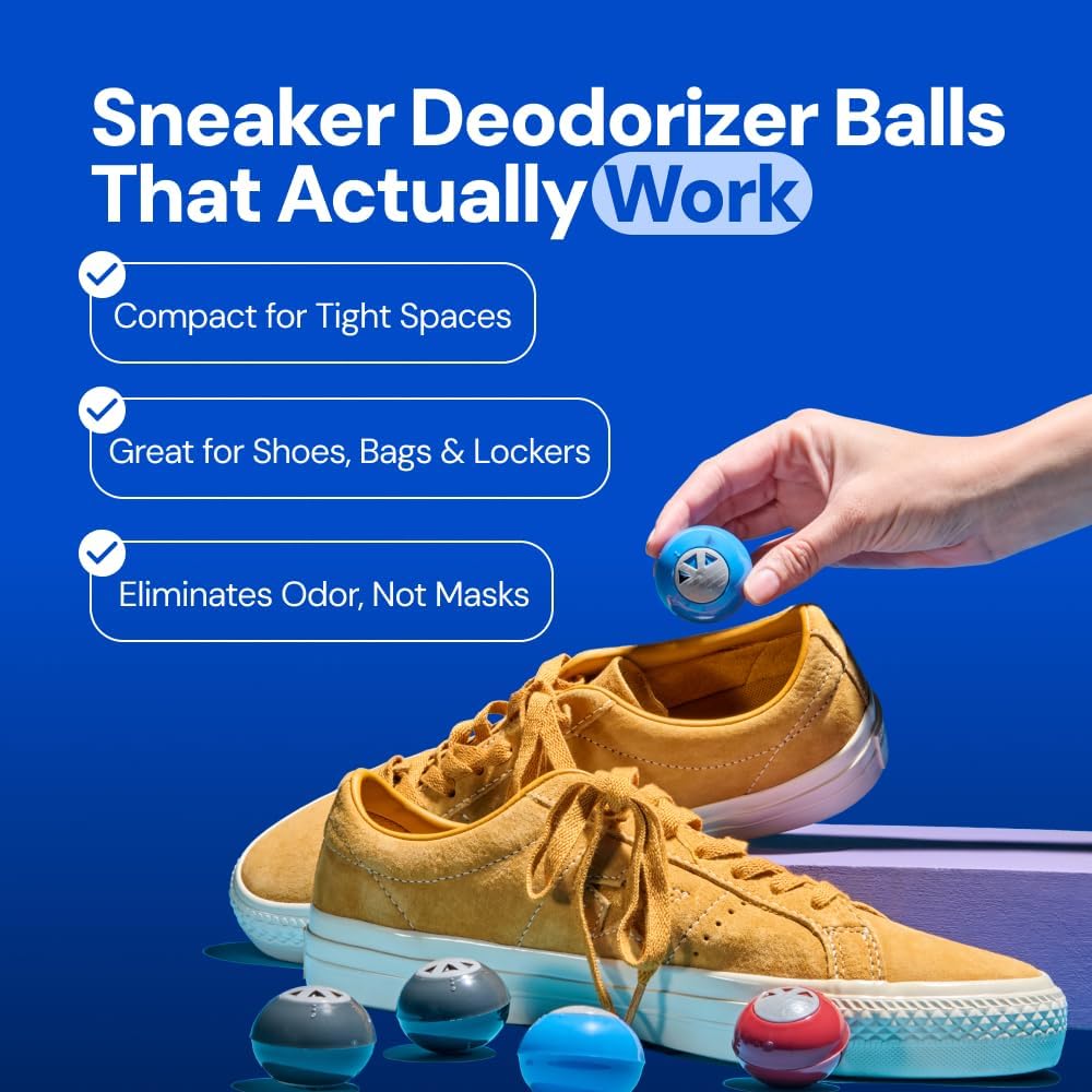 Fresh Kicks Foul Ballz Shoe Deodorizer Balls – 6 Pack – Eliminate Smelly Shoes Fast – Strong Sneaker Odor Fighter – Long-Lasting Shoe Freshener Inserts for Gym Bags, Lockers, Closets & Sports Gear