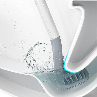 Silicone Toilet Brush,Golf Toilet Bowl Brush and Holder Set Long Handle No Dead Ends Flexible Toilet Cleaner Brush Wall-Mounted Toilet Cleaning Brush with Holder (Black)
