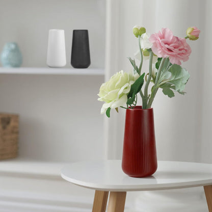 White Ceramic Vase, GUKJOB Small Cute Flower Vase for Pampas Grass, Home, Living Room, Dining Table, Farmhouse, Office Decor, Bedroom, Table, and Kitchen Shelf (White- 2PCS)