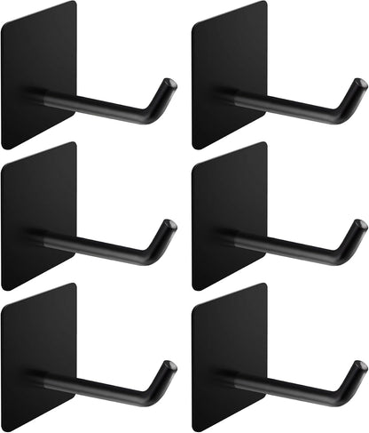 Hawsam 6 Pack Self Adhesive Wall Hooks for Hanging Heavy Duty 44LB(Max) Adhesive Towel Hooks 304 Stainless Steel Sticky Hooks for Robe Coat, Waterproof Shower Hooks for Bathroom Kitchen