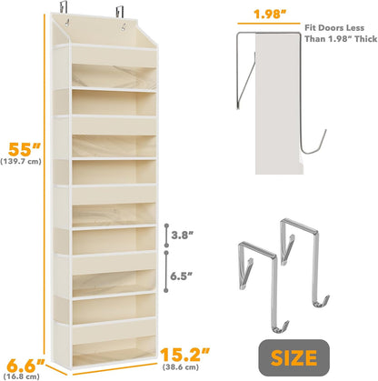 SpaceAid 1 Pack Over The Door Organizer with 5 Large Pockets and 10 Mesh Side Pockets, 5 Layers Door Organizer Hanging with Clear Window for Bedroom, Bathroom, Pantry and Nursery, Gray