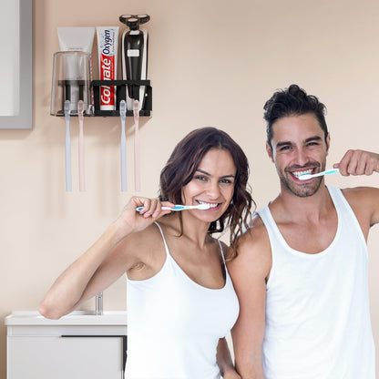 Toothbrush Holders for Bathroom, Toothbrush Holder Wall Mounted Large Capacity Tray, Self Adhesive Tooth Brushing Holder & Bathroom Accessories