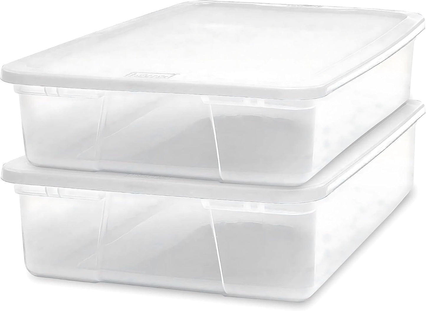 HOMZ 2-Pack Snaplock, Small Clear Plastic Storage Organizer Bins w/ Lids, 28 Quart, Gray - Stackable Container Boxes for Bedroom, Bathroom, Garage, and Office Organization