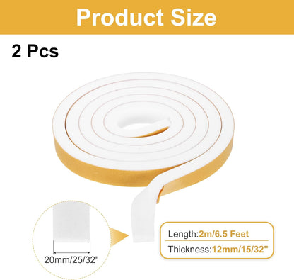 MECCANIXITY Weather Door Seal Strip Tape, Door Insulation Stripping Single Side Strong Self Adhesive Foam Tape Gap Filler for Door, Window, 1/4 Inch x 1/16 Inch x 32 Feet White 2 Pack