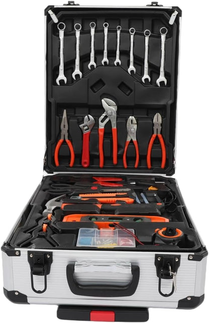 187pcs Trolley Case Tool Set, Carbon Steel Home Repair Kit Household Hand Tool Kit Toolbox Storage Case, Complete Rolling Tool Box for Maintenance Garden Homeowner DIYer Handyman