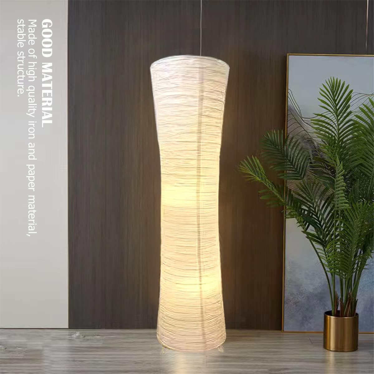 FERCAISH Paper Floor Lamp Shade, Foldable and Minimalist Style Rice Paper Lamps Classic Modern Paper Floor Light Bulb Cage Guard for Living Room Bedroom Décor