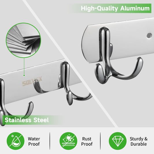 SOLVEX Coat Rack Wall Mount,2 Pack Coat Hooks Wall Mount, Hat Rack Key Holder Bag Hanger for Wall,Wall Hooks for Hanging,Purse Hanger Towel Hooks for Bathroom SP-60302-N