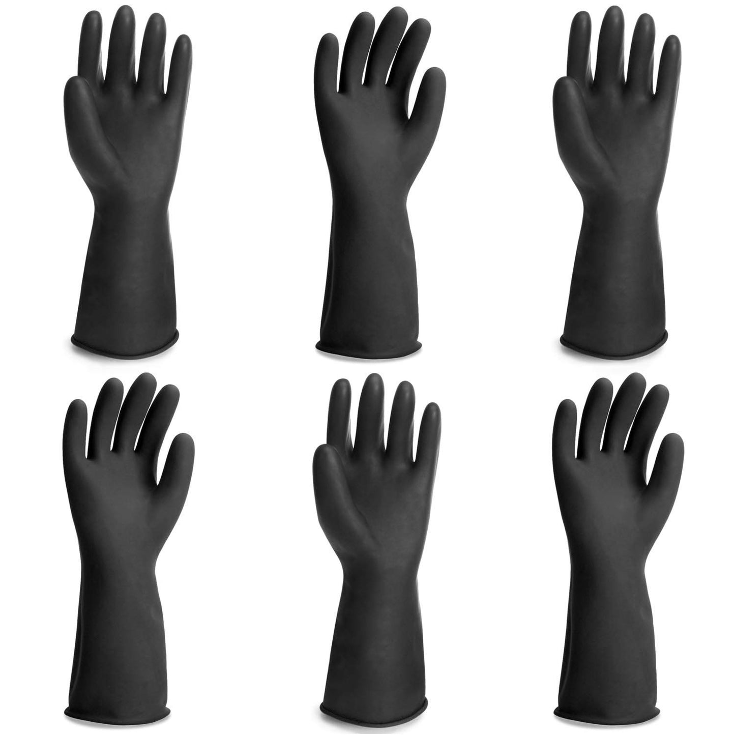 Black Rubber Gloves Extra Large, 22" Long Chemical Resistant Gloves, Waterproof Reusable Dishwashing Household Cleaning Safety Work Heavy Duty Industrial Rubber Glove, 1 Pair XXL