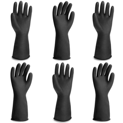 Black Rubber Gloves Extra Large, 22" Long Chemical Resistant Gloves, Waterproof Reusable Dishwashing Household Cleaning Safety Work Heavy Duty Industrial Rubber Glove, 1 Pair XXL