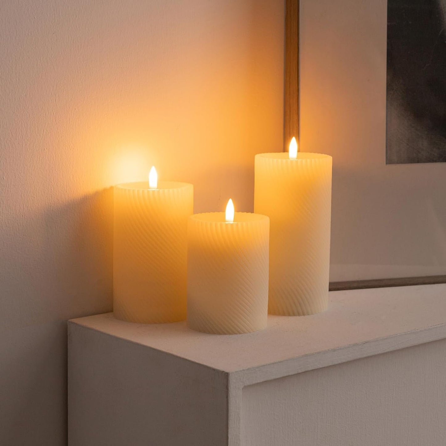 ANGELLOONG Flickering Flameless Candles, Realistic Battery Operated Candles with Remote and Timer, Set of 3 LED Candles for Room Fall Home Wedding Decor Centerpieces Table Party Valentines Decorations